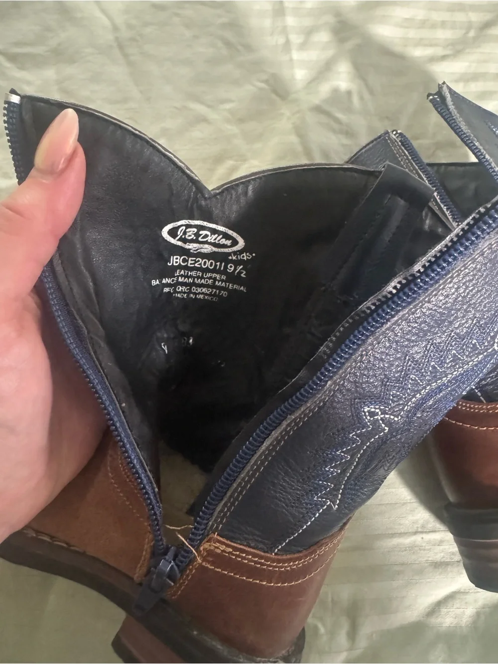 J.B. Dillon Brown and Navy Kids Western Boots